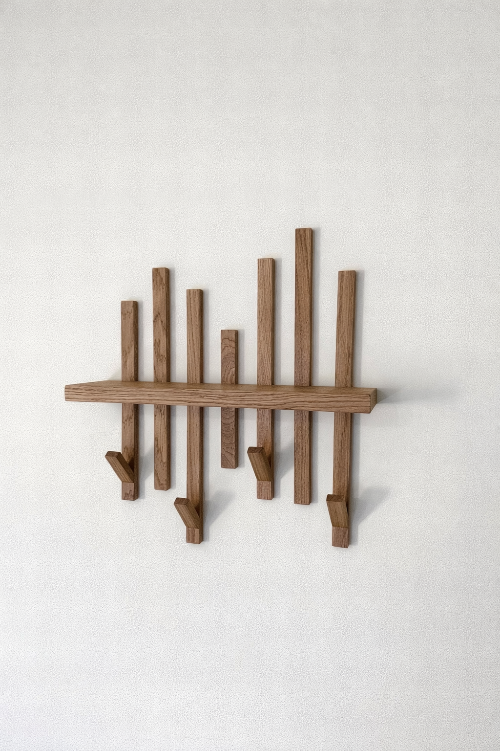 Etagère murale en chêne avec porte manteaux – Image 2