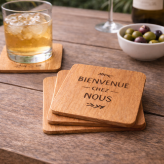 Dessous de verres en chêne personnalisables