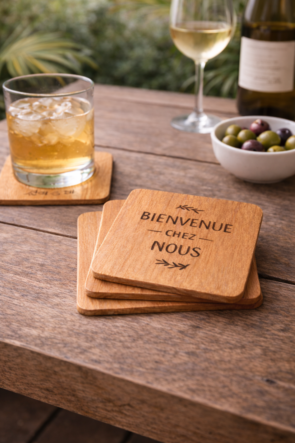 Dessous de verres en chêne personnalisables